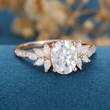Oval Cluster Lab Grown Diamond Engagement Ring