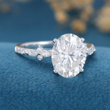 Oval Cluster Lab Grown Diamond Engagement Ring