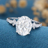 Oval Cluster Lab Grown Diamond Engagement Ring