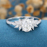Oval Cluster Lab Grown Diamond Engagement Ring