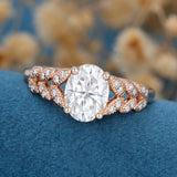 Oval Cluster Lab Grown Diamond Engagement Ring