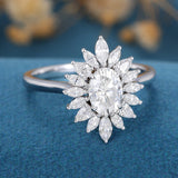 Oval Cluster Lab Grown Diamond Engagement Ring
