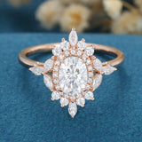 Oval Cluster Lab Grown Diamond Engagement Ring