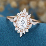 Oval Cluster Lab Grown Diamond Engagement Ring
