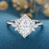 Oval Cluster Lab Grown Diamond Engagement Ring