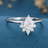 Pear Cluster Lab Grown Diamond Engagement Ring