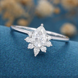 Pear Cluster Lab Grown Diamond Engagement Ring