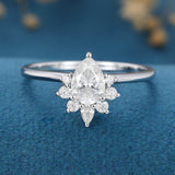 Pear Cluster Lab Grown Diamond Engagement Ring