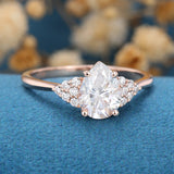 Pear Cluster Lab Grown Diamond Engagement Ring