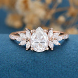 Pear Cluster Lab Grown Diamond Engagement Ring