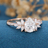 Pear Cluster Lab Grown Diamond Engagement Ring