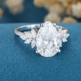 Pear Cluster Lab Grown Diamond Engagement Ring