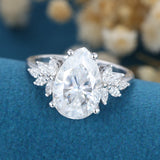 Pear Cluster Lab Grown Diamond Engagement Ring