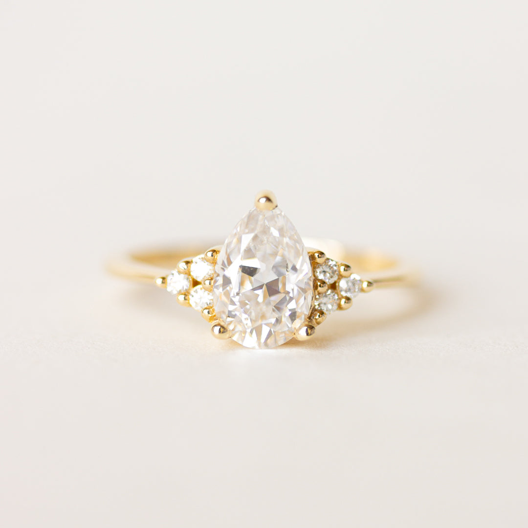 Cluster Engagement Ring Featuring 1.33 CT Pear Moissanite 5
