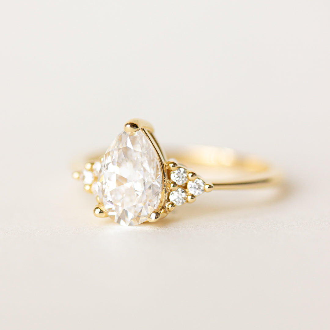 Cluster Engagement Ring Featuring 1.33 CT Pear Moissanite 6