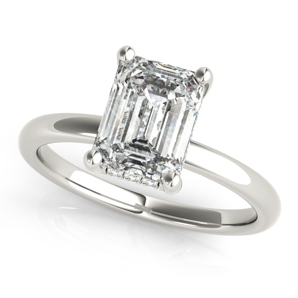 1.75 CT Enerald Shaped Moissanite Engagement Ring In Hidden Halo 3