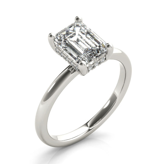 1.75 CT Enerald Shaped Moissanite Engagement Ring In Hidden Halo 2