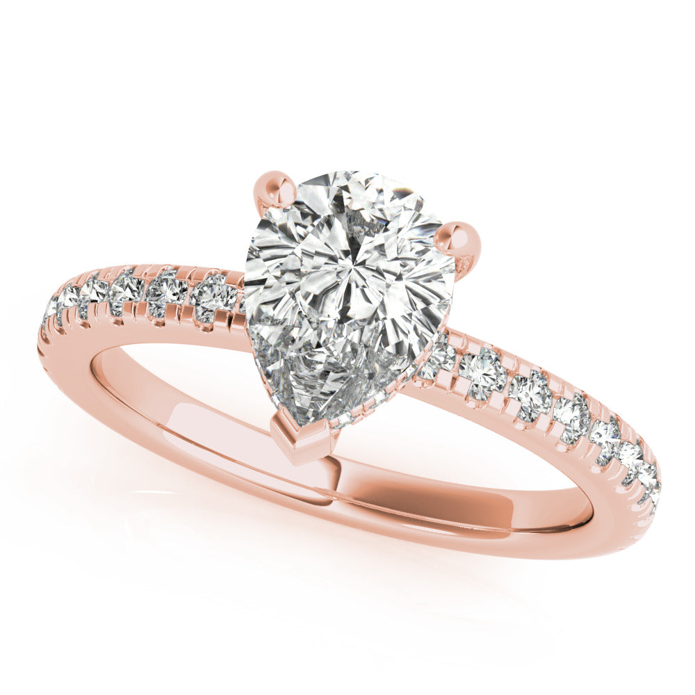 1.0 CT Pear Shaped Moissanite Engagement Ring In Hidden Halo Design 5