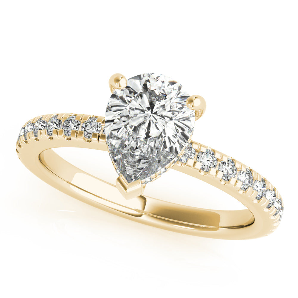 1.0 CT Pear Shaped Moissanite Engagement Ring In Hidden Halo Design 8