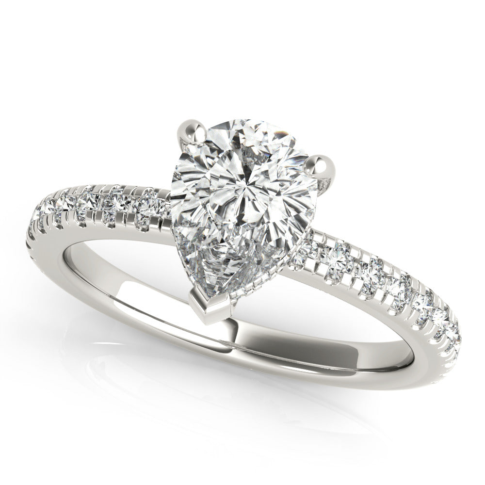 1.0 CT Pear Shaped Moissanite Engagement Ring In Hidden Halo Design 2