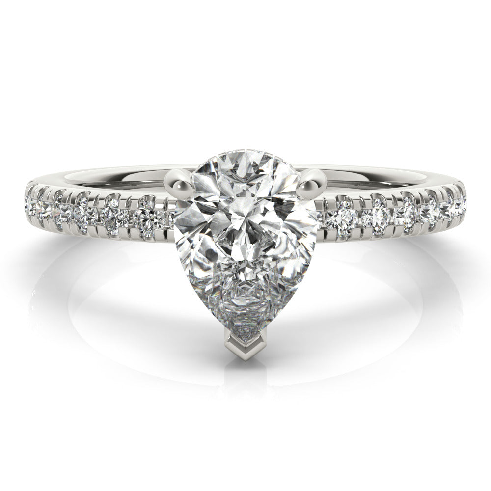 1.0 CT Pear Shaped Moissanite Engagement Ring In Hidden Halo Design 1
