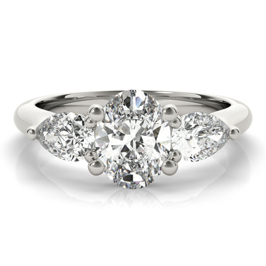 1 CT Oval Shaped Moissanite Engagement Ring In Three Stone Design 1