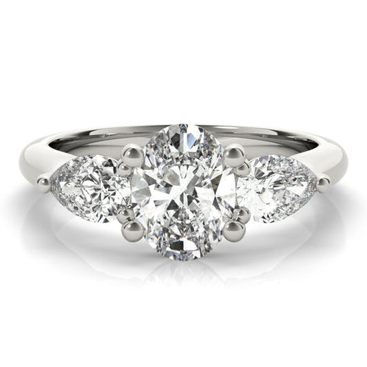1 CT Oval Shaped Moissanite Engagement Ring In Three Stone Design 1