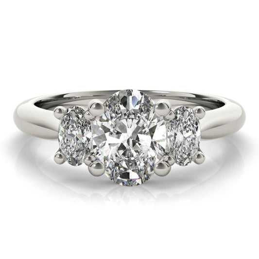2.0 CT Oval Shaped Moissanite Engagement Ring In Three Stone 1
