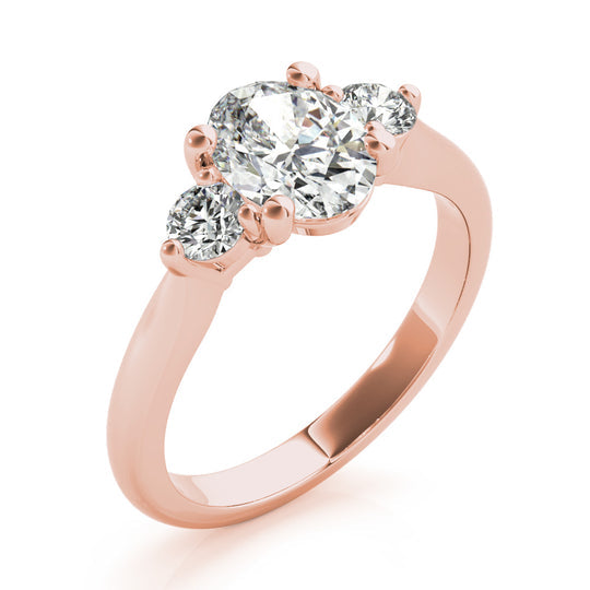 1.0 CT Oval Shaped Moissanite Engagement Ring In Three Stone 11