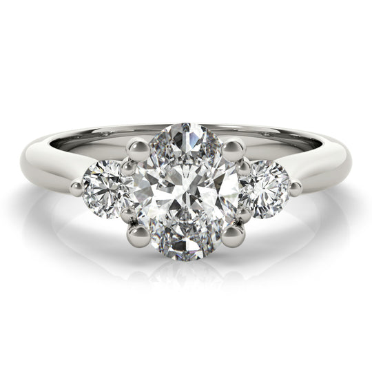 1.0 CT Oval Shaped Moissanite Engagement Ring In Three Stone 1