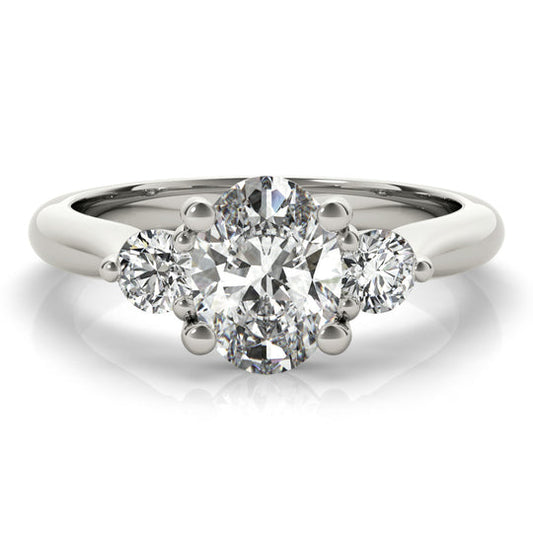 1.0 CT Oval Shaped Moissanite Engagement Ring In Three Stone 1