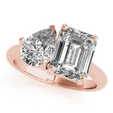 3 CT Emerald & Pear Shaped Moissanite Ring In Two Stone Design 7