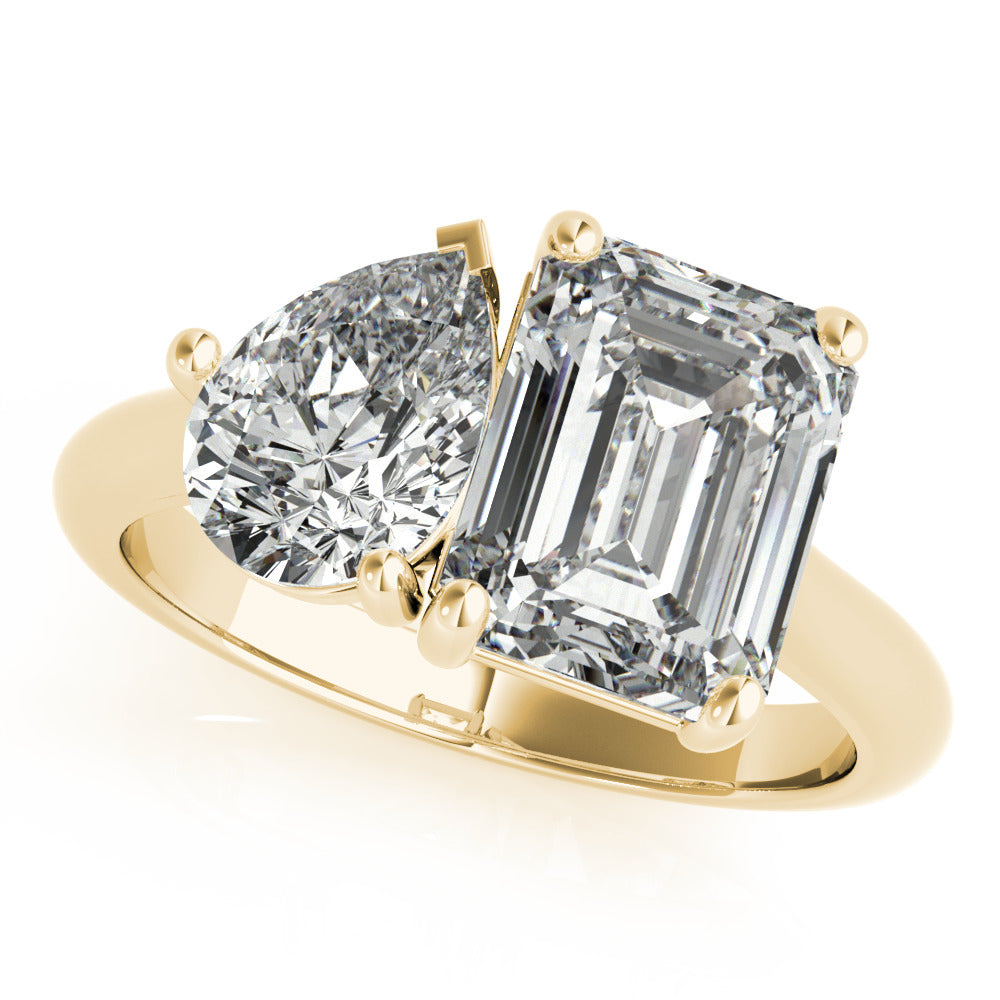 3 CT Emerald & Pear Shaped Moissanite Ring In Two Stone Design 9