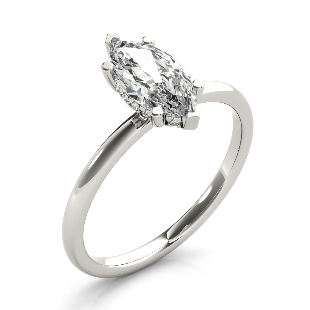 1 CT Marquise Shaped Moissanite Engagement Ring In Hidden Halo Design 6