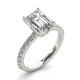 1.5 CT Emerald Shaped Moissanite Engagement Ring In Hidden Halo Design 3