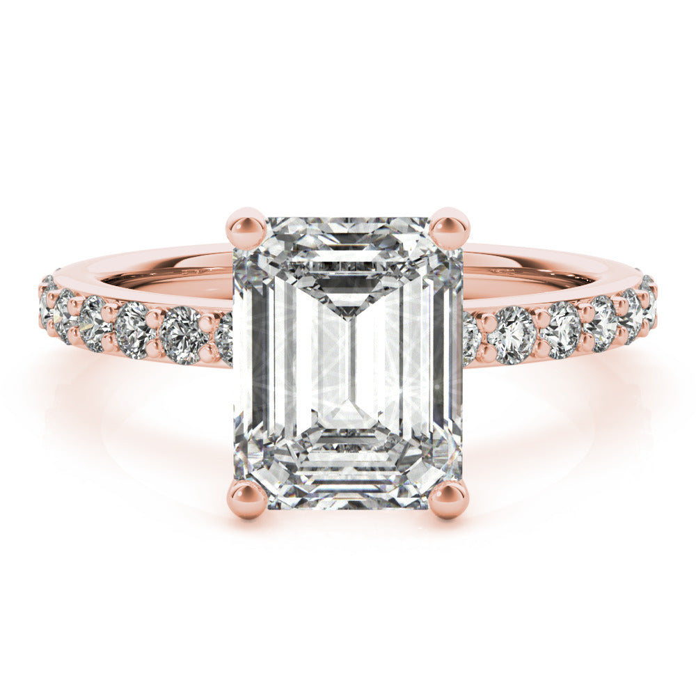 1.5 CT Emerald Shaped Moissanite Engagement Ring In Hidden Halo Design 8