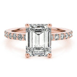 1.5 CT Emerald Shaped Moissanite Engagement Ring In Hidden Halo Design 8