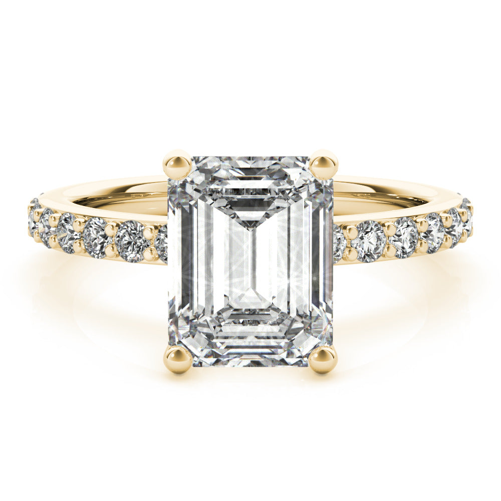 1.5 CT Emerald Shaped Moissanite Engagement Ring In Hidden Halo Design 5