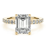 1.5 CT Emerald Shaped Moissanite Engagement Ring In Hidden Halo Design 5