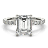 1.5 CT Emerald Shaped Moissanite Engagement Ring In Hidden Halo Design 1