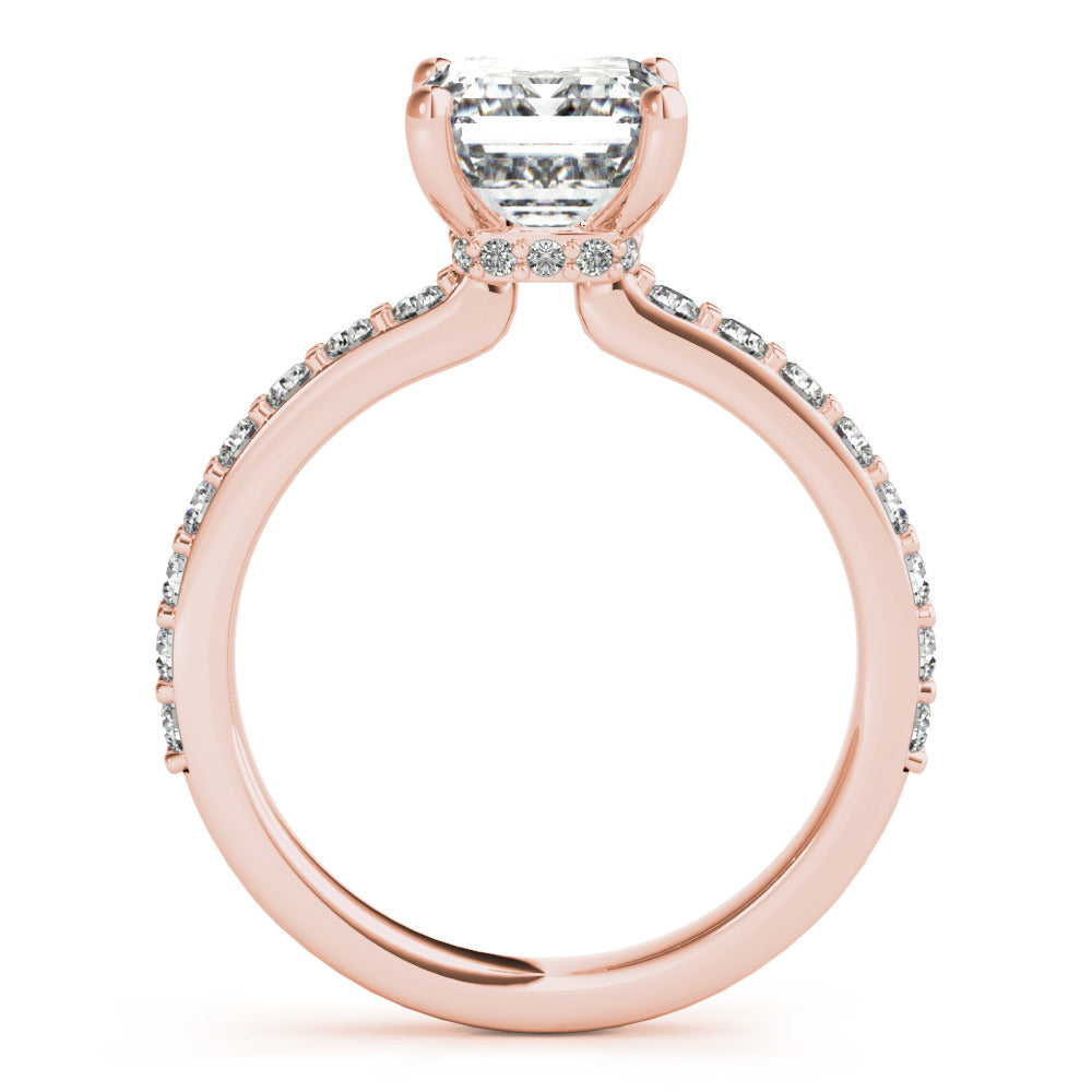 1.5 CT Emerald Shaped Moissanite Engagement Ring In Hidden Halo Design 11