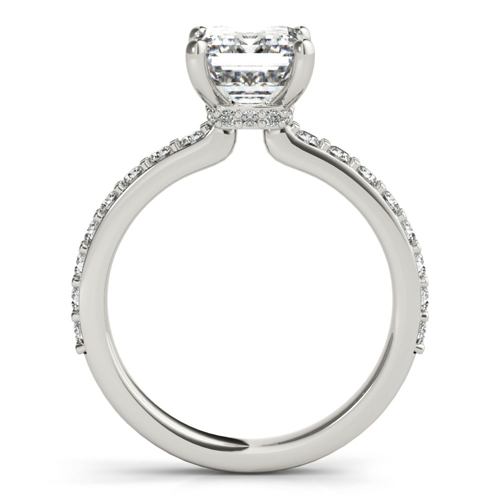 1.5 CT Emerald Shaped Moissanite Engagement Ring In Hidden Halo Design 4