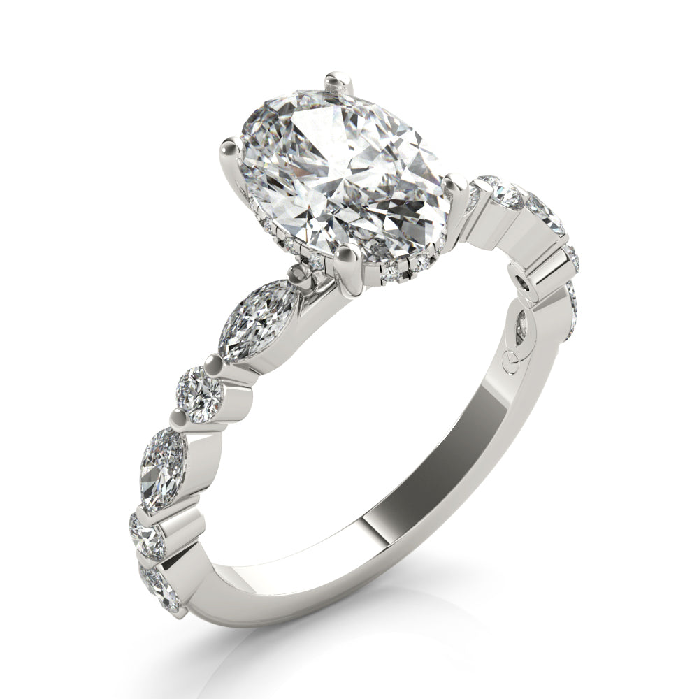 1.50 CT Oval Shaped Moissanite Engagement Ring In Pave Design 3