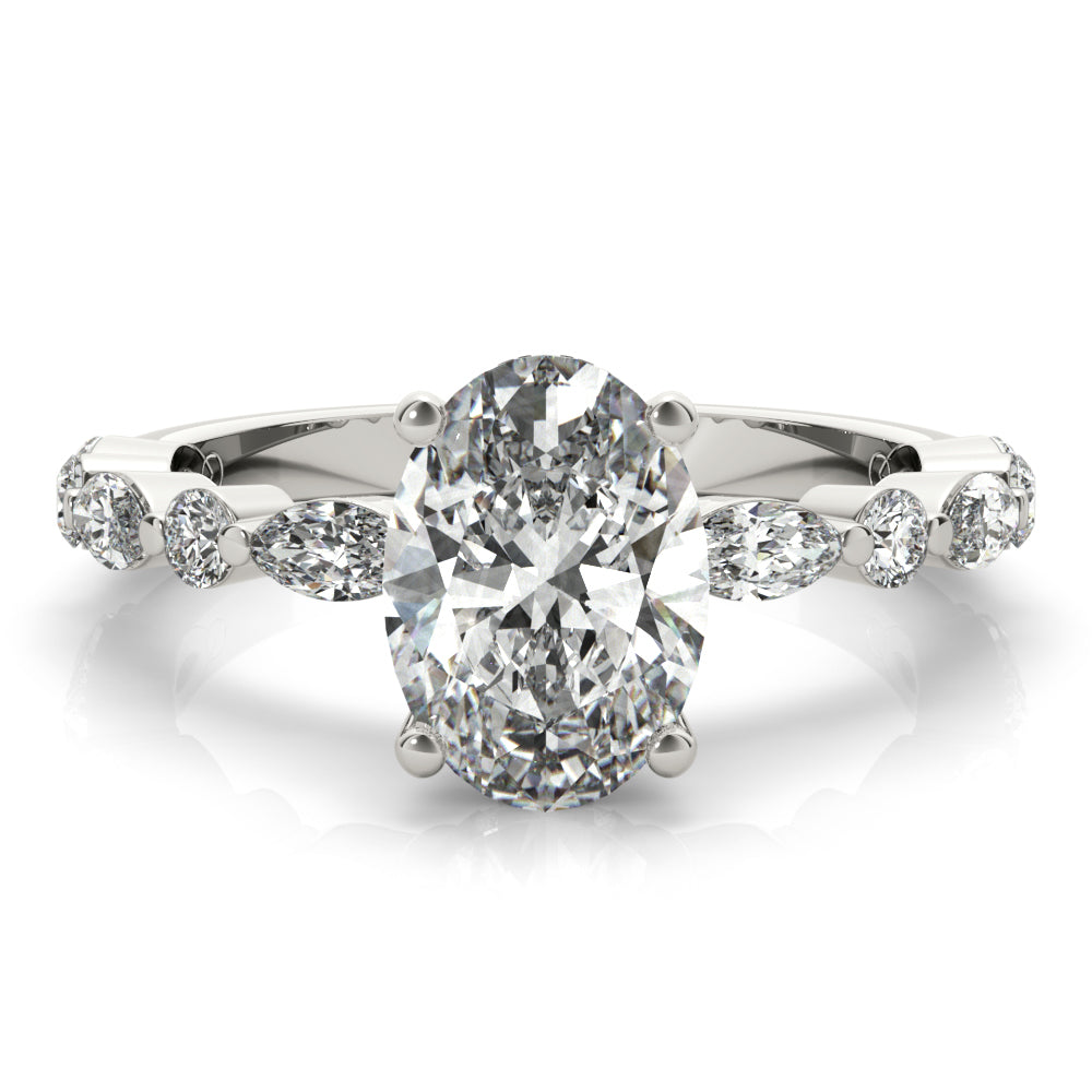 1.50 CT Oval Shaped Moissanite Engagement Ring In Pave Design 1