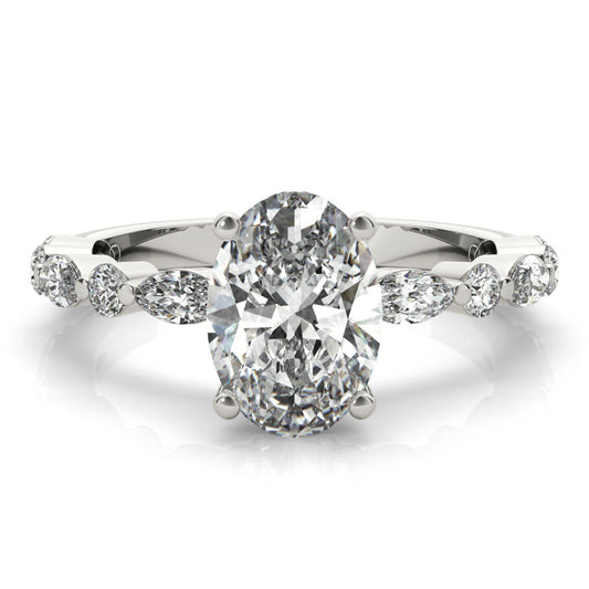1.50 CT Oval Shaped Moissanite Engagement Ring In Pave Design 1