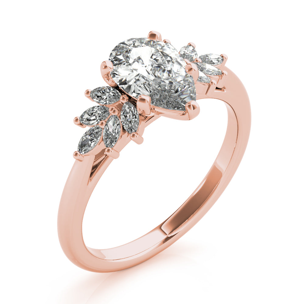 2 CT Pear Shaped Moissanite Engagement Ring In Cluster Design 10