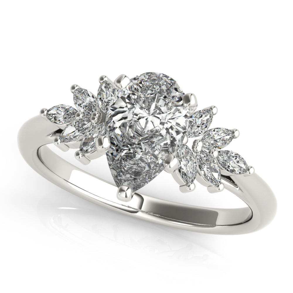 2 CT Pear Shaped Moissanite Engagement Ring In Cluster Design 2