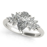 2 CT Pear Shaped Moissanite Engagement Ring In Cluster Design 2