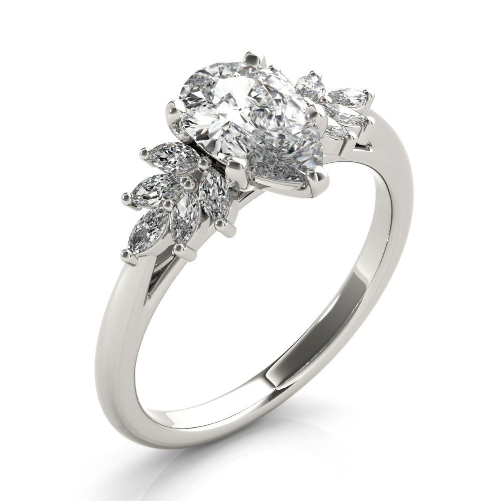 2 CT Pear Shaped Moissanite Engagement Ring In Cluster Design 3
