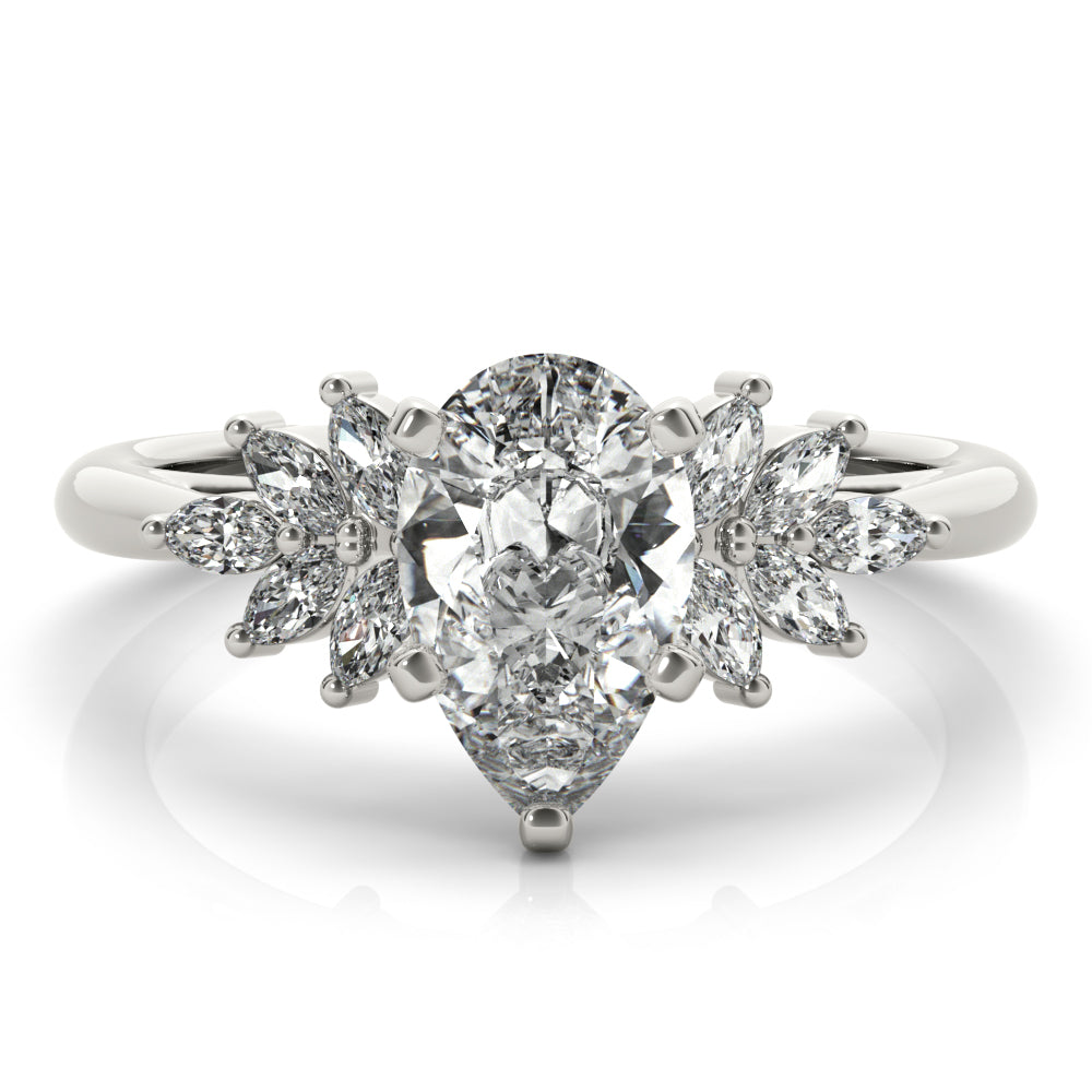 2 CT Pear Shaped Moissanite Engagement Ring In Cluster Design 1